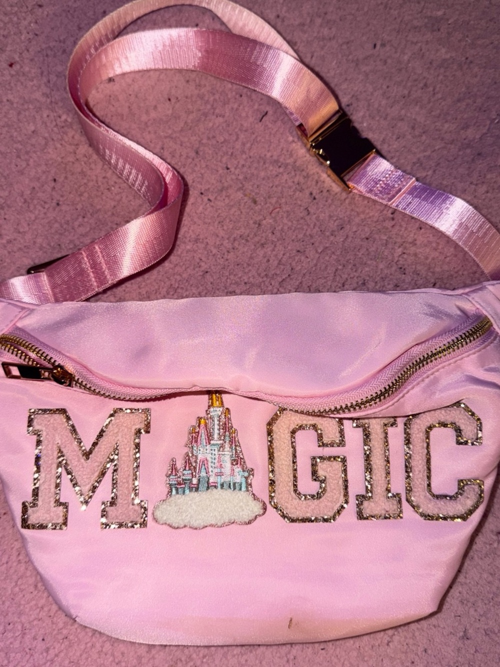 Pink 'Magic' Castle Embroidered Crossbody Bag